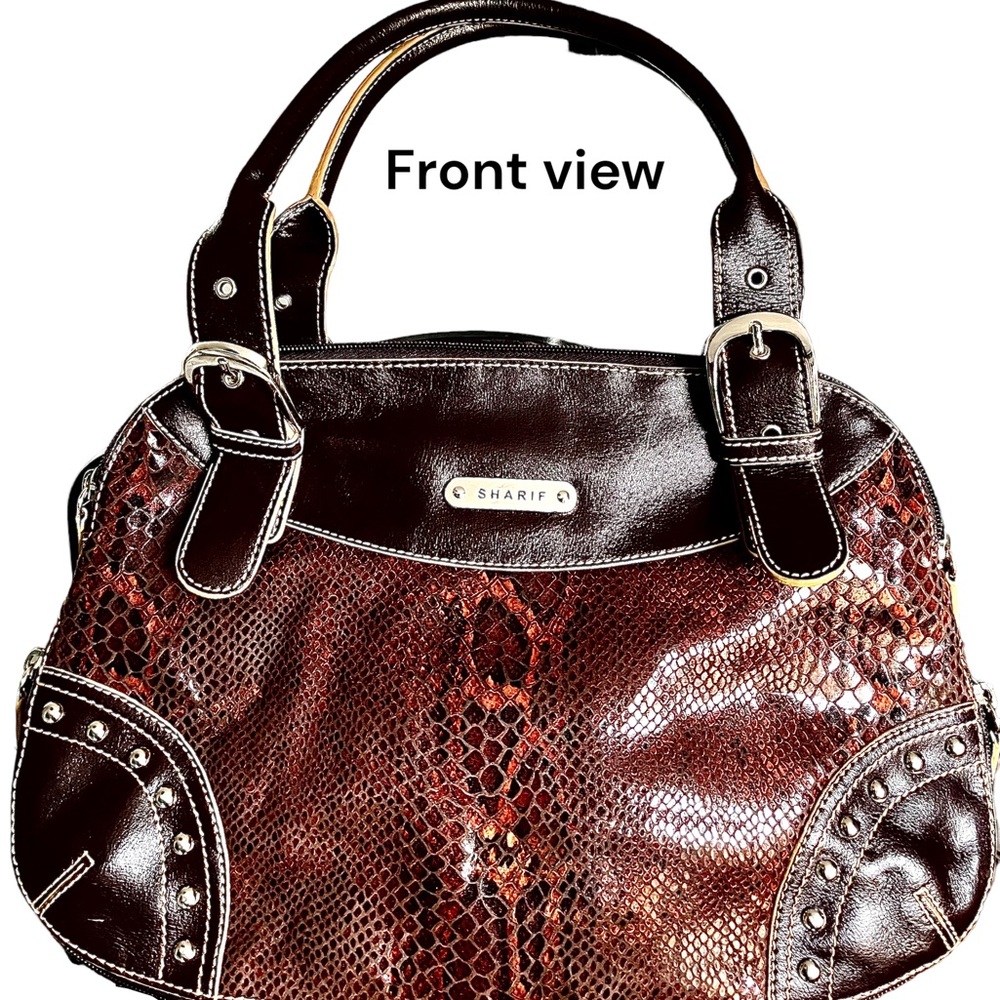Sharif Leather Reptile Print Handbag